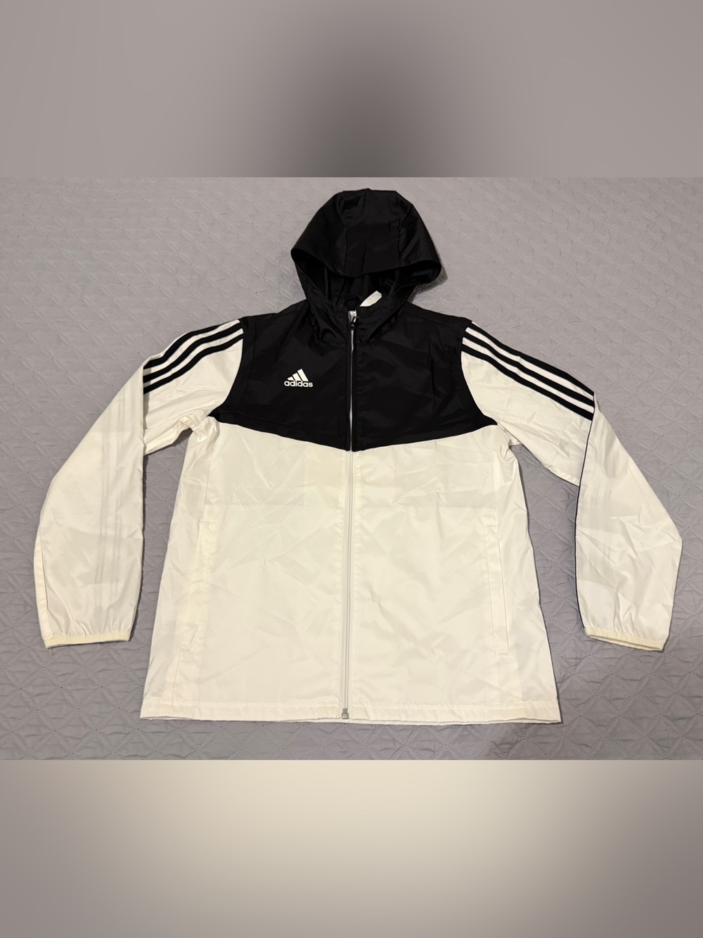 Adidas Tiro AFS Windbreaker Training Jacket Black White Full Zip Hooded Boys Med